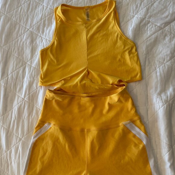 Beyond Yoga Tops - Beyond Yoga Yellow Gold Tank & Biker Shorts